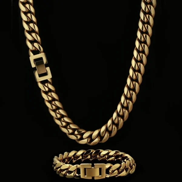 12mm Big Heavy Miami Men Necklace 18K Real Gold Plated Miami Stainless Steel Women Boy Hip Hop Jewelry Bracelet Cuban Link Chain - Image 6