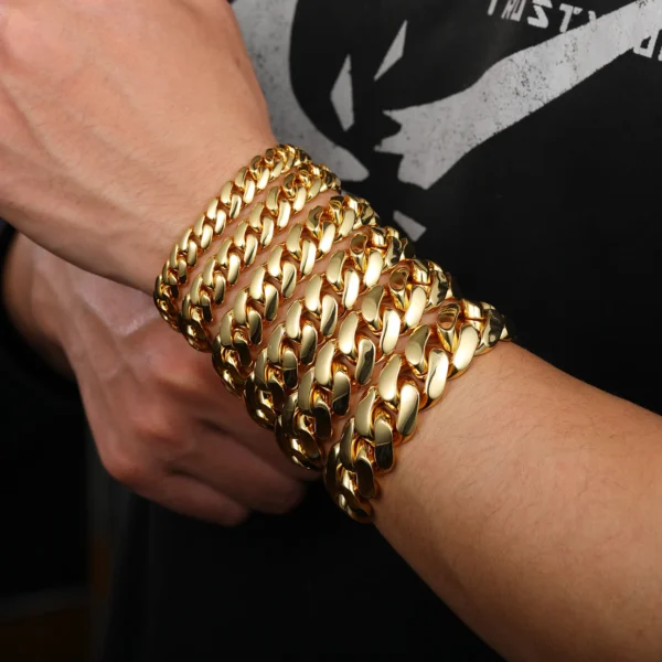 Wholesale 10mm-22mm Solid Cuban Choker Hip Hop Miami Cuban Link Chain Mens 14k 18k Real Gold Plated - Image 6