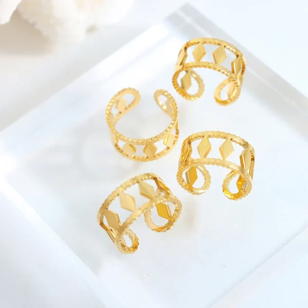 Wholesale Hot Selling Nice High Quality 18K Gold Stainless Steel Rings Adjustable Jewelry Rings for Lady - Image 2