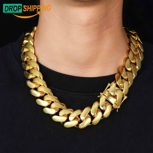 Cubana Heavy 20mm 10K 14K 18K Real Gold Plated Fashion Cuban Link Chain Luxury Miami Hip Hop Jewelry Choker Necklace for Men - Image 6