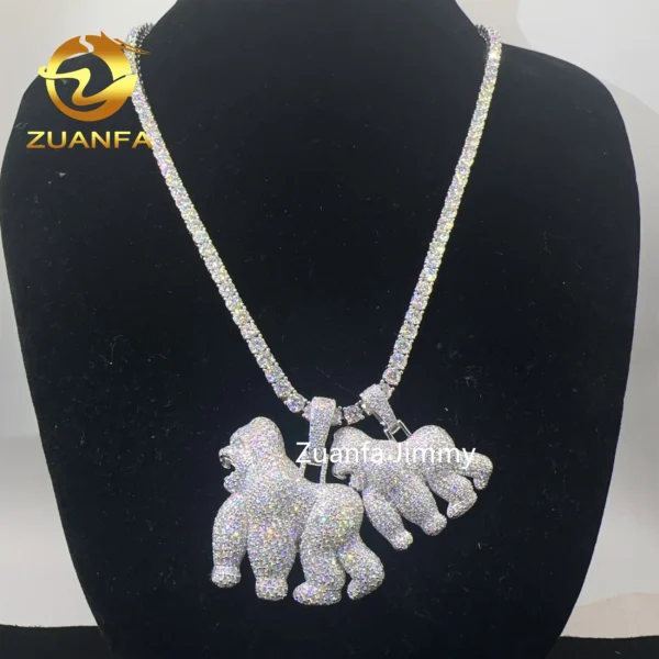 Unique Design Pass Diamond Tester Hip Hop Pendant Jewelry 925 Sterling Silver VVS1 Moissanite Diamond Gorilla Pendant Necklace - Image 5