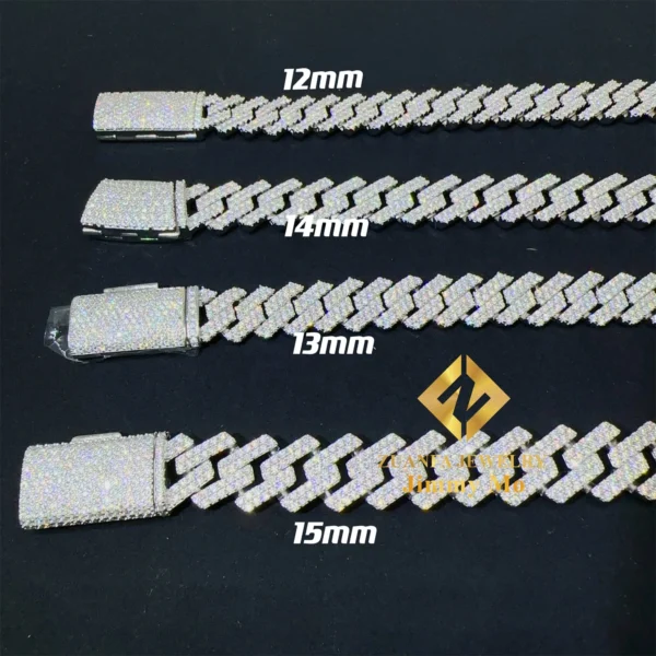 Hot Selling Pass Diamond Tester 925 Solid Silver 12mm 13mm 14mm 15mm Two Rows Iced Out Hip Hop VVS1 Moissanite Cuban Link Chain - Image 3