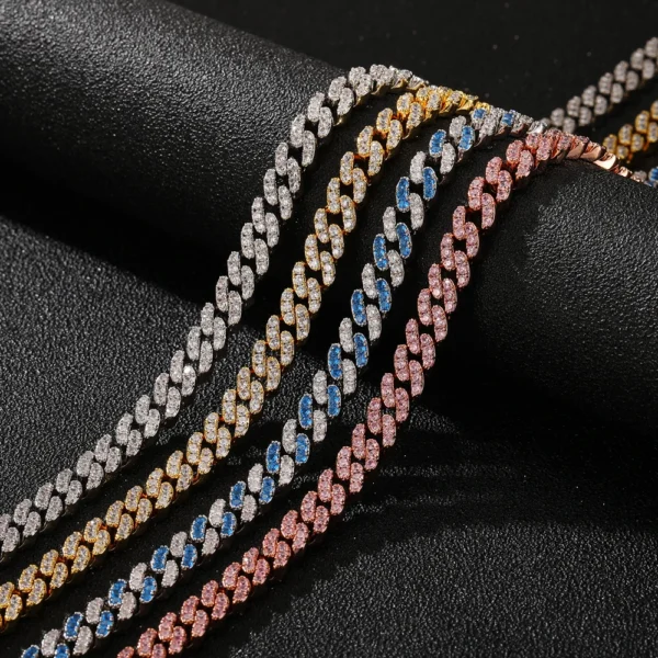 Hiphop Jewelries Iced Out 9mm Cuban CZ Link Chain Bling Miami Woman Cuban Necklace Bracelet and Anklets for Summer - Image 2
