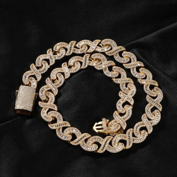 Cuban Link Chain Infinite Loop Hip Hop Jewelry Iced Square CZ Zircon Gold Plated Necklace Iced Out Cuban Chain Necklace Jewelry - Image 4