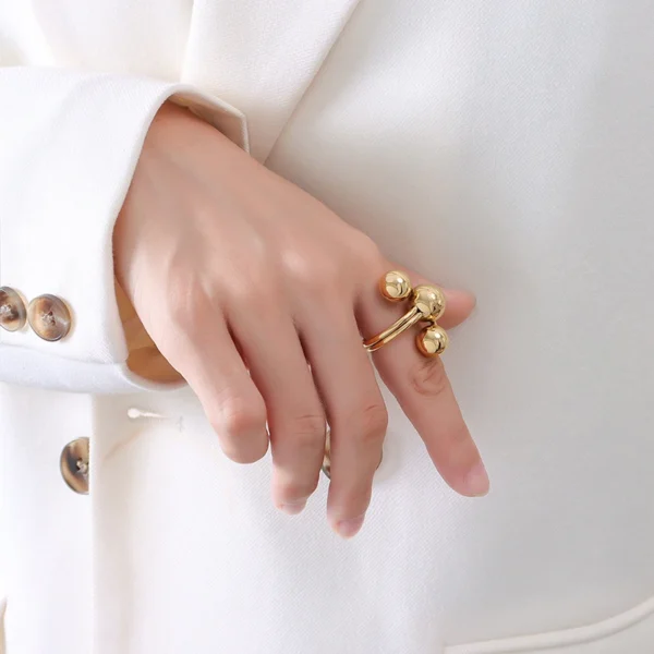 Wholesale Geometric Pentagram Graphic Ring 18K Gold Plated Ring