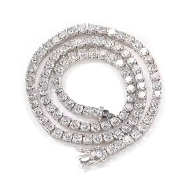 Hot Selling Unisex Tennis Chain Necklace One Row with 3mm-5mm CZ Zircon Stylish Hip Hop Icy Jewelry - Image 2