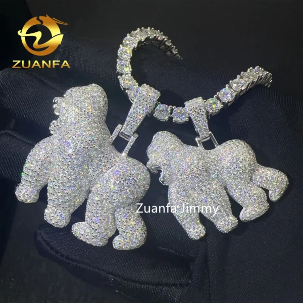 Unique Design Pass Diamond Tester Hip Hop Pendant Jewelry 925 Sterling Silver VVS1 Moissanite Diamond Gorilla Pendant Necklace - Image 4