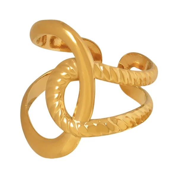 Open Ring Textured Stainless Steel Fashion Jewelry Factory Direct Supply Waterproof for Engagement Party Anniversary - Image 6