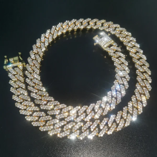 Hot Selling Cheap Hip Hop Chain Mens Women 18k Gold Plated Micro Cz Miami Cuban Link Prong Chain Iced Out Necklace and Bracelet - Image 2