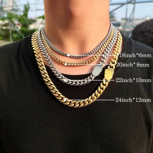 HipHop Jewelry 316L 18k Gold Plated Stainless Steel Wholesale Necklace Bracelet for Men Women Cuban Link Chain - Image 2