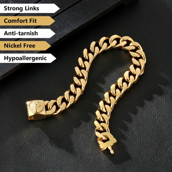 Wholesale 12mm Lion Clasp Miami Big Thick Cuban Chain 18k Gold Plated Stainless Steel Cuban Link Bracelet Necklace for Men Women - Image 3