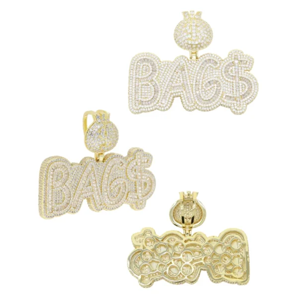 High Quality Hip Hop Dollar $ Money Bag Letter Pendant Necklace for Men Iced Out Bling CZ With Rope Chain Jewelry - Image 3