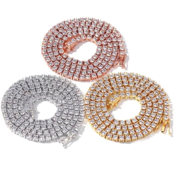 Hot Selling Unisex Tennis Chain Necklace One Row with 3mm-5mm CZ Zircon Stylish Hip Hop Icy Jewelry - Image 6