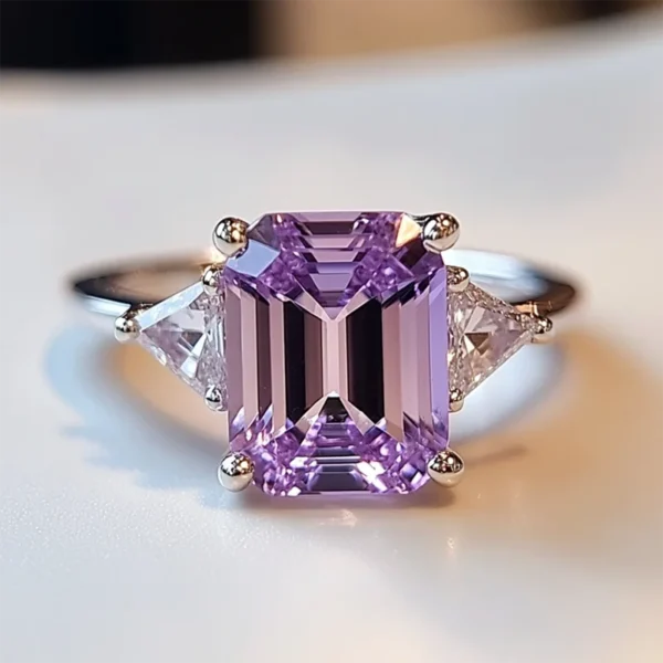 SGARIT Fashion Jewelry 925 Sterling Silver Topaz Ring 3CT Natural Sky Blue Topaz Yellow Citrine Amethyst Gemstone Crystal Rings - Image 5