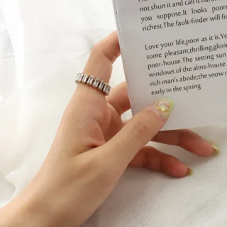 French Style Full Diamond Two Claw Zircon Ring Fashion Trends Titanium Steel Index Finger Rings Stainless Steel for Party