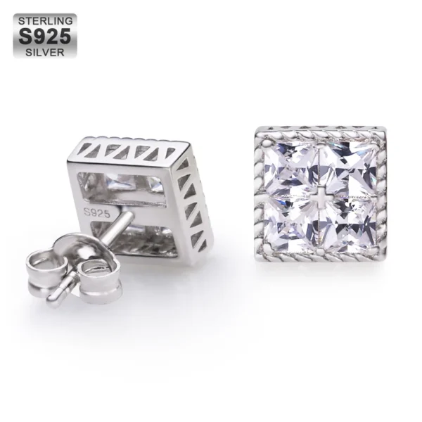 KRKC 14k Gold Jewelry Factory Wholesale New Style Bling CZ 925 Sterling Silver Micro Pave Gold 3D Square Zircon Stud Earrings - Image 4