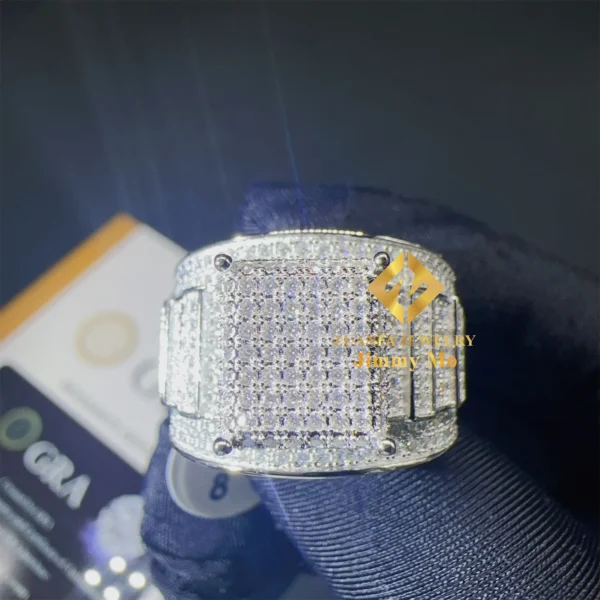 Ready to Ship GRA Certificates Low Price Classic  Hip Hop Fire Jewelry Iced Out VVS1 Moissanite Shining Diamond  Man Ring - Image 6