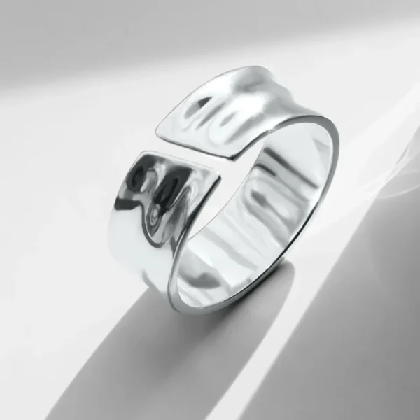 EManco 18K Gold  Stainless Steel Water Ripple Effect Rings for Man Customized White Gold Open Ring Support Drop Shipping MAN008 - Image 6