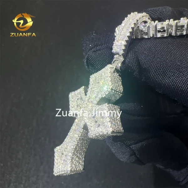 Unique Design Pass Diamond Tester Hip Hop Pendant Jewelry 925 Sterling Silver VVS1 Moissanite Diamond Cross Pendant Necklace - Image 5