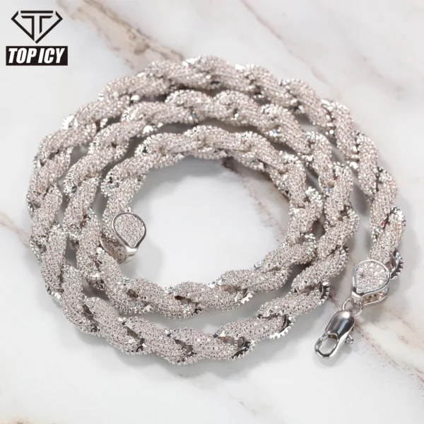 Hip Hop Iced Out Jewellery Cz Zircon Stone Twisted Spiral Cuban Link Chain Real Gold Plated Cuban Chain Rapper for Man - Image 6
