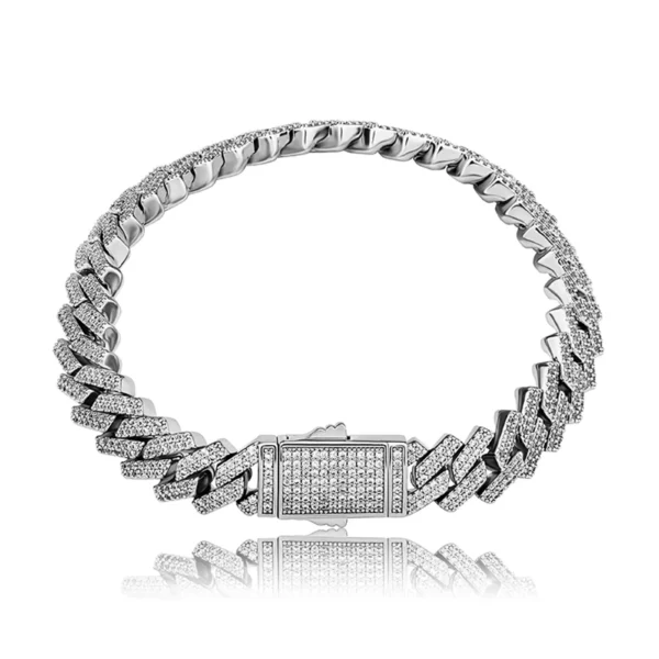 2021 Luxury 10mm Silver Gold Blue Cuban Link Chain Hip Hop Jewelry Cuban Bracelet