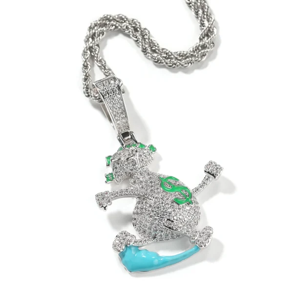 UWIN New Design Cute Enamel Dollar Sign Pendant Running Money Bag with Cash Silver Color Cartoon Pendant - Image 4