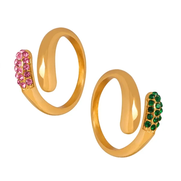 Open Ring Personalized Party Crystal Snake Ring 18k Gold Plated Stainless Steel Wholesale Jewelry Supplier - Image 6