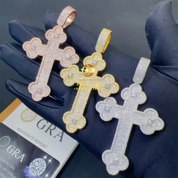GRA New Arrivals Pass Diamond Tester Hip Hop Pendant 925 Sterling Silver VVS1 Moissanite Diamond Cross Pendant Necklace - Image 6