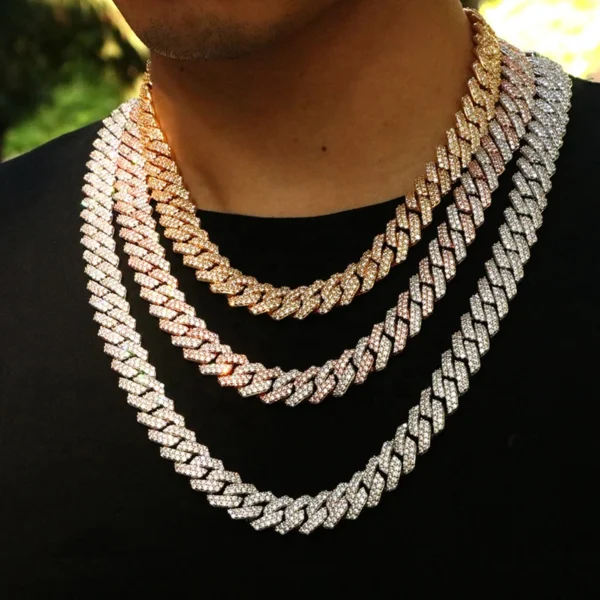 Hot Selling Cheap Hip Hop Chain Mens Women 18k Gold Plated Micro Cz Miami Cuban Link Prong Chain Iced Out Necklace and Bracelet