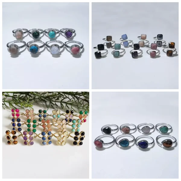Manufacturer Customize Faceted Pear Tiger Eye Sunstone Healing Adjustable Tear Drop Gemstone Natural Stone Apatite Rings Jewelry - Image 3