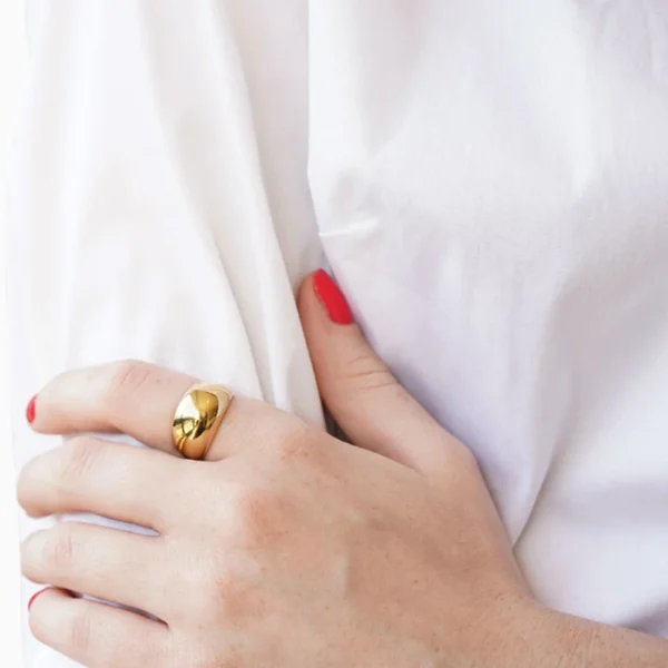 Fine Jewelry PVD Gold Plated Dainty Ring 316l Stainless Steel Hypoallergenic Women Punk Ring - Image 2