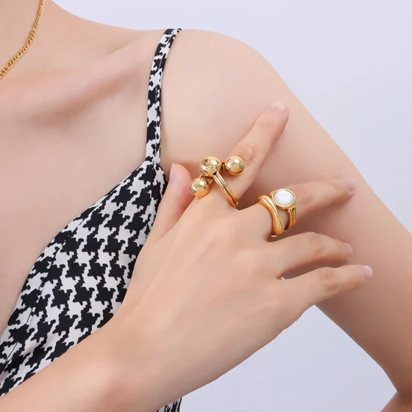 Wholesale Geometric Pentagram Graphic Ring 18K Gold Plated Ring - Image 4