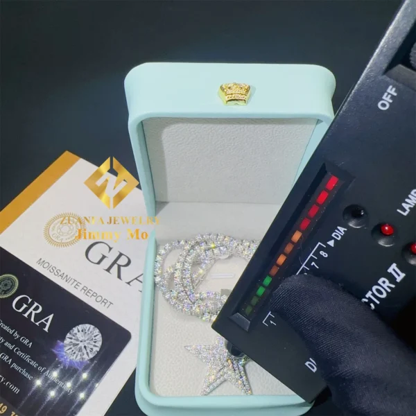 Bulk Stock Iced Out Shining Jewellery Hip Hop Pendant 925 Silver White Gold VVS1 Moissanite Diamond Five Star Pendant - Image 3