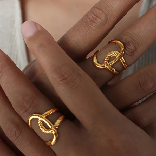 Open Ring Textured Stainless Steel Fashion Jewelry Factory Direct Supply Waterproof for Engagement Party Anniversary - Image 2