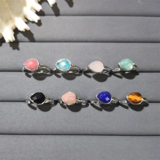 Manufacturer Customize Faceted Pear Tiger Eye Sunstone Healing Adjustable Tear Drop Gemstone Natural Stone Apatite Rings Jewelry