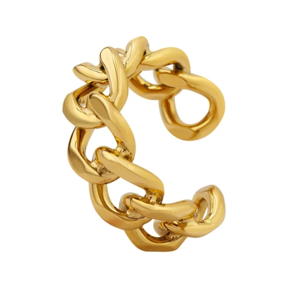 Free Design Colorfast Trendy Metal Chain Ring Open Ring Stainless Steel Jewelry - Image 6