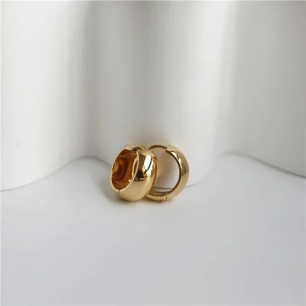 JOOLIM  High End 18K Gold Plated Simple Fashion Circle Hoop Earrings for Women Stainless Steel Earrings Wholesale - Image 3