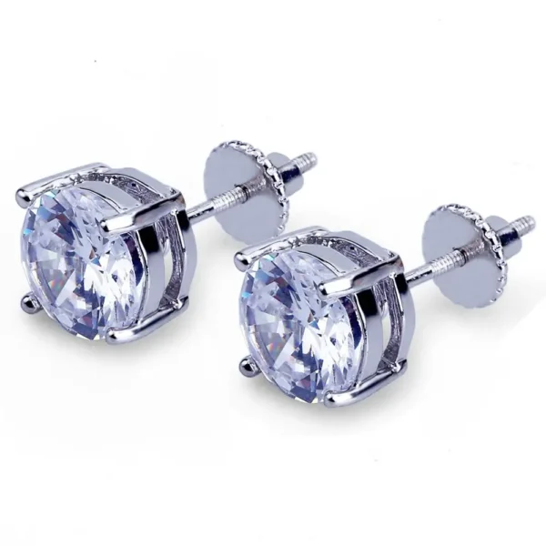 Gold/Silver Color Plated Iced Out Micro Pave Big CZ Stone Stud Earring Hip Hop Rock Jewelry Earrings for Male Female Gifts - Image 2