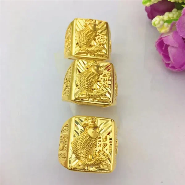 Dropshipping Luxury Gold 14K Ring for Men Wedding Anniversary Jewelry Delicate Lucky Hand Rings for Man Male Birthday Gifts - Image 2