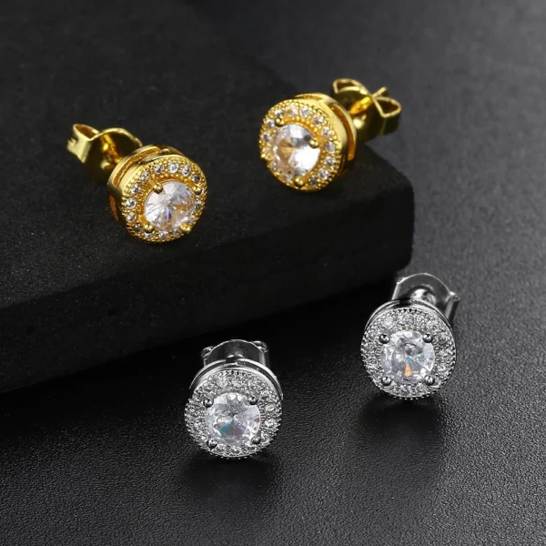 Simple Round Earrings for Men Hip Pop Rock Classic Cubic Zirconia Gold Color Minimalist Ear Rings Retro Jewelry Male Gift - Image 6