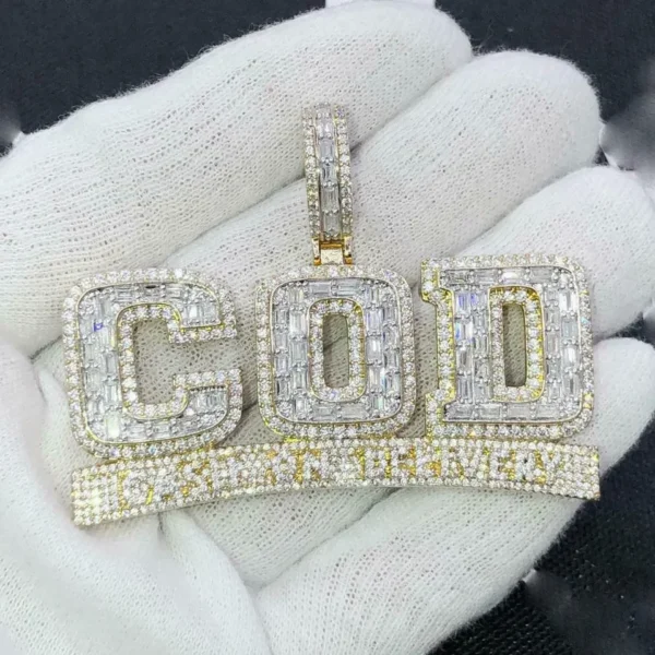 High Quality in Stock Micro Pave Round Rectangle 5A CZ Iced Out Shiny COD Cash on Delivery Hip Hop Letter Pendant Necklace - Image 2