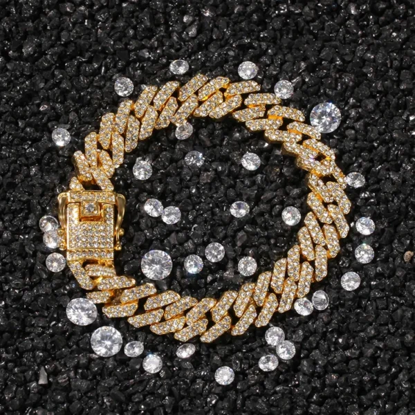 Hot Selling Cheap Hip Hop Chain Mens Women 18k Gold Plated Micro Cz Miami Cuban Link Prong Chain Iced Out Necklace and Bracelet - Image 4