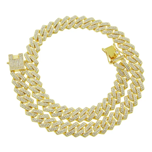 Wholesale 12mm Gold Cuban Link Chain Crystal Rhinestone Rose Gold Plating Miami Cuban Link Chain Necklace Chains for Men Jewelry - Image 6