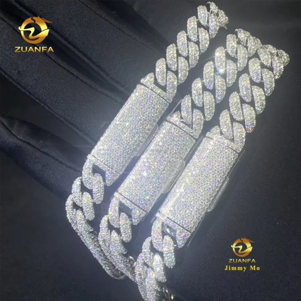 Best Selling Pass Diamond Tester 10mm Two Rows 925 Sterling Silver Iced Out Hip Hop FL Moissanite Diamond Cuban Link Chain Men - Image 2