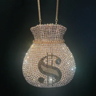Women Money Pocket Bag Bling Diamond Party Handbag Hand Rhinestone Clutch Purse Evening Bags