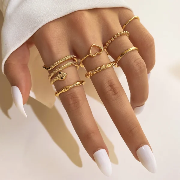 2023 New Trendy 23Pcs/Set Gold Plated Shinny Butterfly Rings Sets Fashion  Knuckle Ring Jewelry Set - Image 3