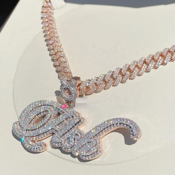 Custom Initial Name Pendant Customized Logo Full Iced Out Charm S925 VVS D Moissanite Diamond Letter Chain for Men and Women - Image 6