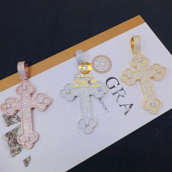 GRA New Arrivals Pass Diamond Tester Hip Hop Pendant 925 Sterling Silver VVS1 Moissanite Diamond Cross Pendant Necklace - Image 3
