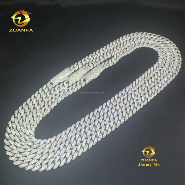 Best Selling Pass Diamond Tester 10mm Two Rows 925 Sterling Silver Iced Out Hip Hop FL Moissanite Diamond Cuban Link Chain Men - Image 4
