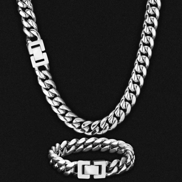 12mm Big Heavy Miami Men Necklace 18K Real Gold Plated Miami Stainless Steel Women Boy Hip Hop Jewelry Bracelet Cuban Link Chain